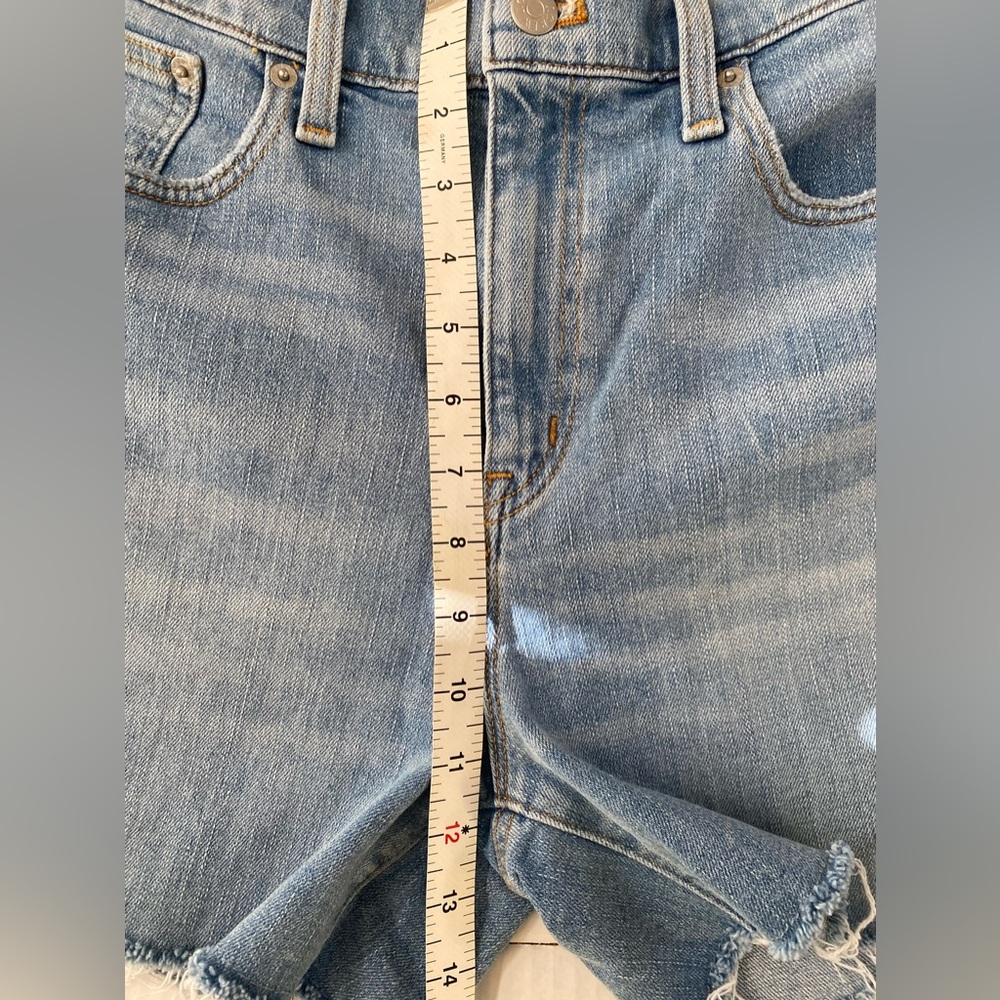RE-IMAGINED by J.Crew Raw Hem High Rise Whiskered Denim Blue Jean Short Size 29 - Picture 3 of 9